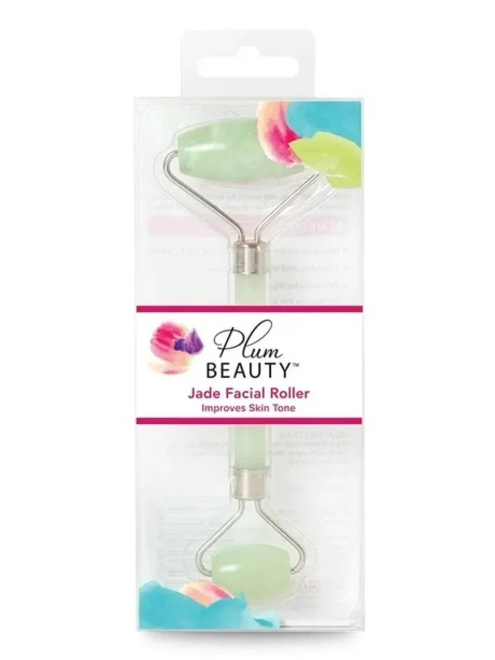 Plum Beauty Jade Facial Roller Dual Ended Skin Massager NWT